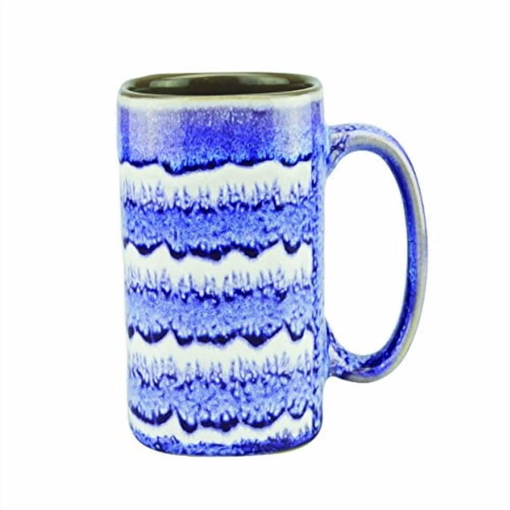 MUG Unique Glazed Ceramic Coffee and Tea Cups with Beautiful Horizontal Pattern - Large 16 Ounce Coffee Mugs - Beautiful Kitchen Drinkware (Blue, 1) - Best Gift for Coffee Tea Lover/Addicts
