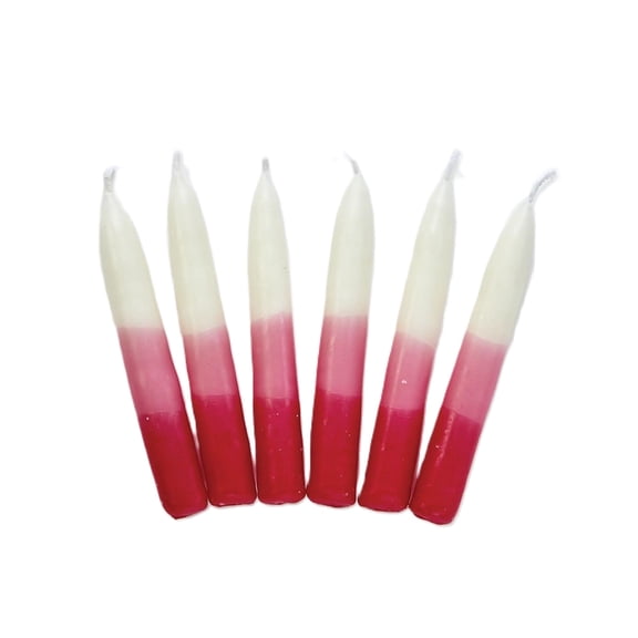 Rite Lite 12ct Premium Handcrafted Shabbat Candles 9" - Pink/White