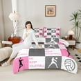 thumbnail image 4 of Homewish Eat Sleep Volleyball Full Size Comforter Sets 3-Piece for Female Men Adults,Geometric Plaid Grid Bedding Comforter Set,Sport Theme Lightweight Bedding Sets,Luxury Bedroom Decor,Reversible, 4 of 8