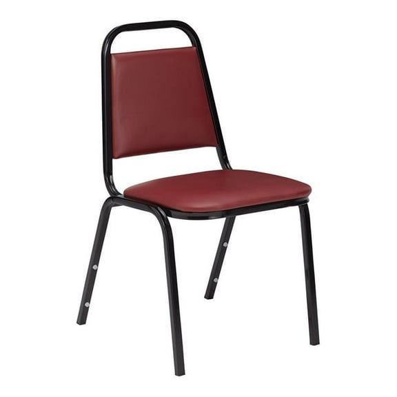 Pemberly Row 32" Modern Vinyl Upholstered Stack Chair in Burgundy Red