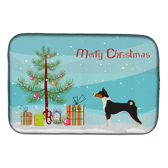 Basenji Christmas Tree Dish Drying Mat