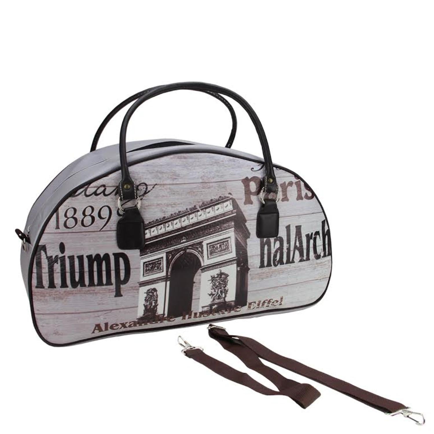20" Vintage-Style Paris Arc de Triomphe French Theme Travel Bag with Handles and Shoulder Strap by Northlight