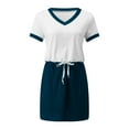 thumbnail image 4 of VKEKIEO Casual Dresses For Women Sun Dress V-Neck Short Sleeve Solid Blue XXL, 4 of 5
