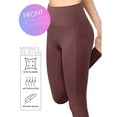 thumbnail image 5 of Made by Johnny Women's Peached Front Seamless Leggings with Side Pocket Full-Length Yoga Pants M WINE, 5 of 6