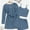 Blue, variant on Womens 3 Piece Waffle Knit Lounge Set Soft Pajama Sets Tank Top and Shorts Loungewear Long Cardigan with pocket S-XL