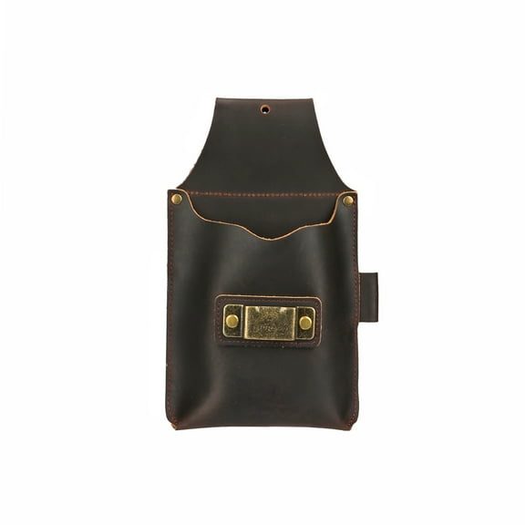 TOURBON Leather Tool Pouch Tape Measure Holder Cell Phone Storage Pocket with Belt Loop for Carpenters Electricians