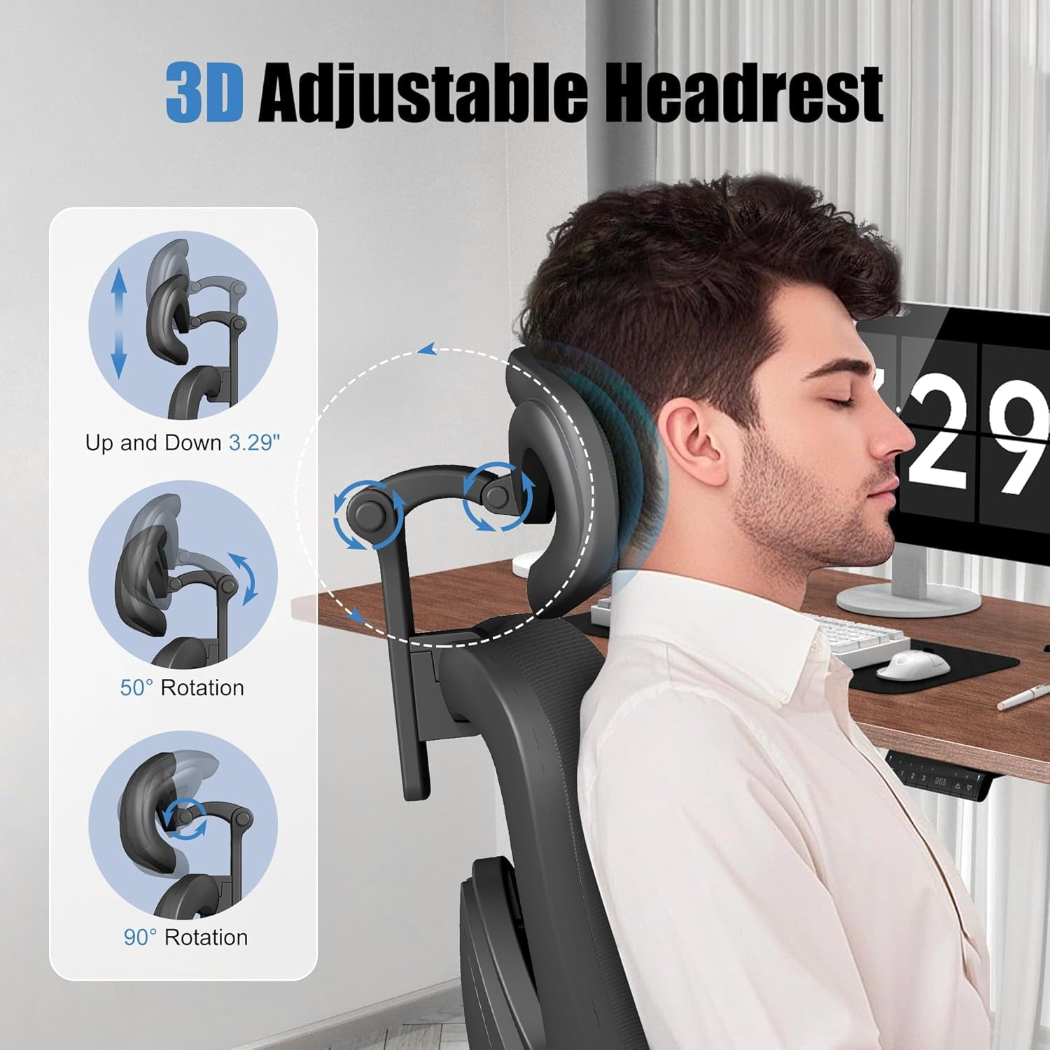 Ergonomic Office Chair High Back Adjustable Computer Desk Chair with Lumbar Support 500LB, Black