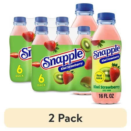 (2 pack) Snapple Kiwi Strawberry Juice Drink, 16 fl oz, 6 Count Bottle