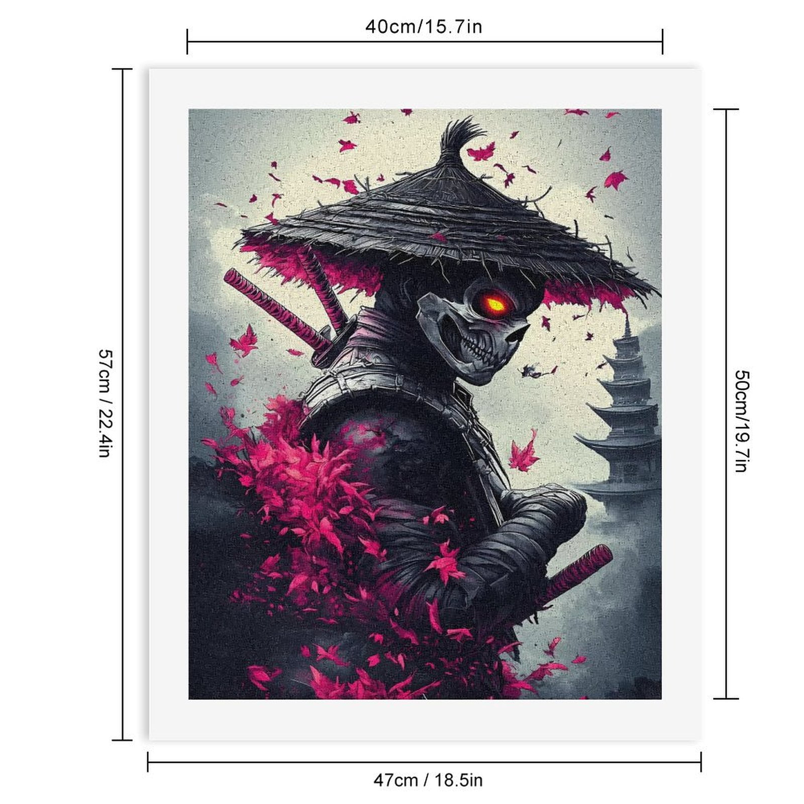 Paint By Numbers Kit for Adults Beginner - DIY Samurai Skull Hat Red Leaves Scene Canvas Painting Kits for Adults, Frameless Paint By Number for Adults for Home Wall Decor 16x20 Inch