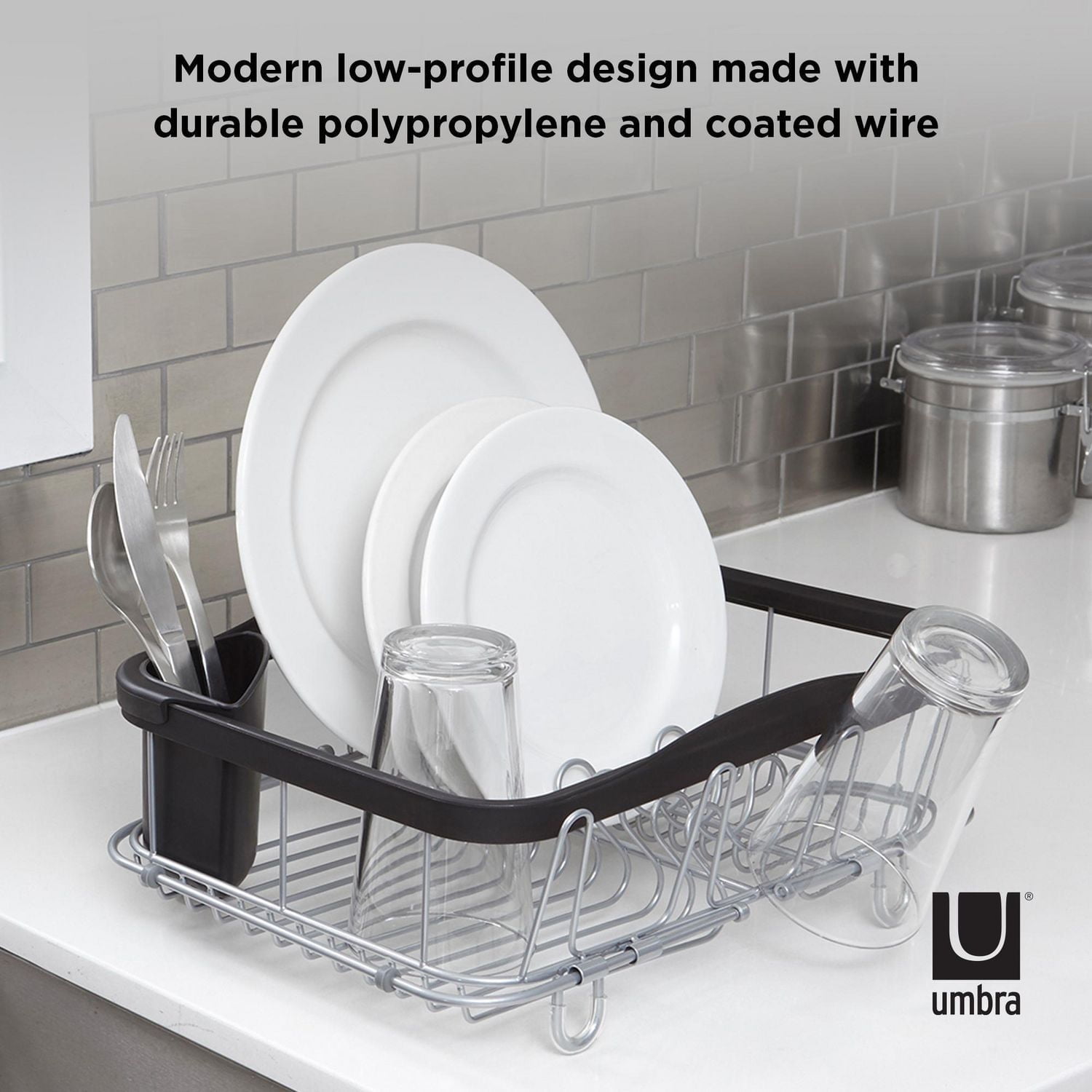 Umbra Sinkin Dish Drying Rack,Black/Nickel