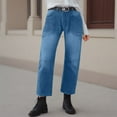 thumbnail image 2 of HSMQHJWE Bootcut Jeans for Women Stretchy Mid Rise Double Button Wash Solid 90s Straight Leg Jeans, 2 of 5