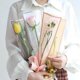 thumbnail image 4 of Paquete de 5 unidades de papel para envolver flores, con borde dorado, rosa, estilo coreano, semitransparente, para envolver ramos de floristería, 16 unidades, 4 of 5