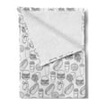 thumbnail image 2 of Food Soft Flannel Fleece Blanket, Burger Chicken Leg Donuts French Fries Hot Dog Pattern in Outline Style Art, Cozy Plush for Indoor and Outdoor Use, 60" x 80", Charcoal Grey White, by Ambesonne, 2 of 5