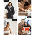 thumbnail image 4 of AMITOFO Long Hooded Robes for Women Luxurious Plush Bathrobes with Pockets & Waist Belt Full Length Bathrobe Winter Warm Sleepwear - M & Gray, 4 of 7
