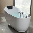 thumbnail image 3 of 59-in L White Acrylic Right Drain Freestanding Whirlpool Tub with Faucet - Handshower - Headrest - 7 Water Jets, 3 of 17