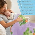 thumbnail image 5 of 31"x41" Super Soft Blanket with Double Layer Dotted Backing Cozy Dotted Fleece Blanket for 6M-5Y, Purple Crocodile Printed, 5 of 8