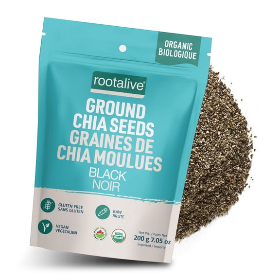Rootalive Organic Ground Black Chia Seeds 200g