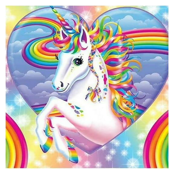 5D Full Drill Diamond Painting Kit for Adults and Kids DIY Art Set by Numbers 10x10 inch - Rainbow Unicorn