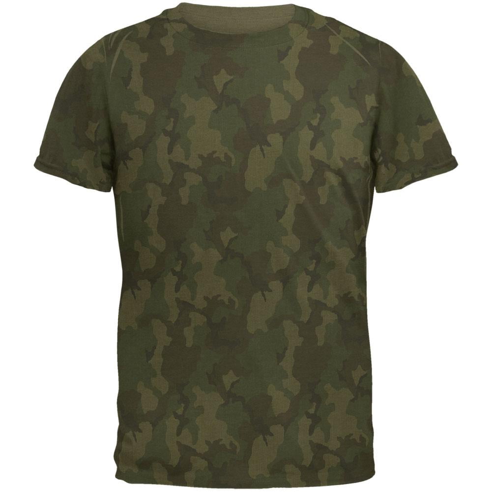 Green Woodland Camo Mens Soft T Shirt Military Green LG