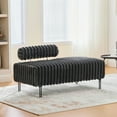 thumbnail image 3 of 49.6 Inch Wide Upholstered Mini Loveseat in Neutral Colour with Metal Legs for Living Room or Bedroom Decor,Charcoal, 3 of 9