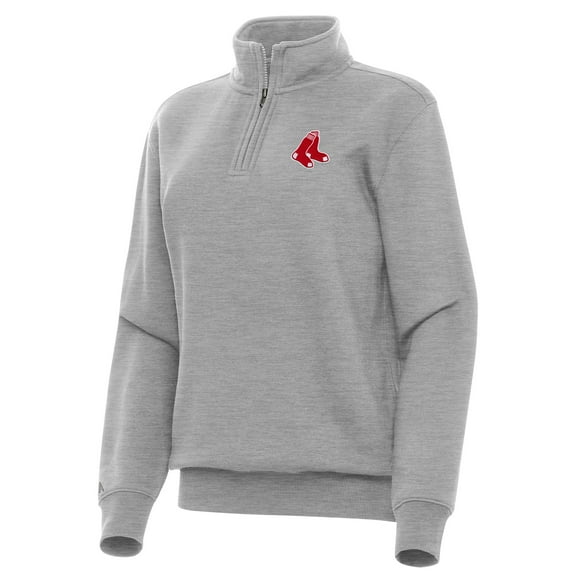 Women's Antigua Heather Gray Boston Red Sox Victory Quarter-Zip Sweatshirt