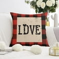 thumbnail image 2 of Valentine's Day Red Buffalo Plaid Check Black Striped Anniversary Wedding Throw Pillow Covers 16"x16", 1 Pcs, Linen Study Sofa Cushion Cover Indoor Living Room Home Decor, 2 of 6