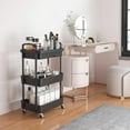 thumbnail image 2 of Utility Cart 3-Tier Rolling Multifunctional Storage Organizer with Drawer, Black, 2 of 9