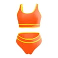 thumbnail image 4 of Ecqkame Womem 2 Piece High Waisted Bikini Set Sexy Tummy Control Sporty Swimsuit 2025 Summer Beach Swim Bathing Suit 01-Orange M, 4 of 5