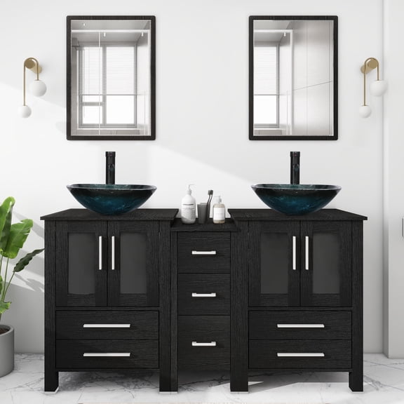 Eclife 60" Double Sink Bathroom Vanity with Manufactured Wood Top
