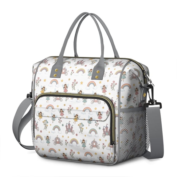 Fairy Princess Castle Pattern Womens Lunch Box for Work,Insulated Large Lunch Bag for Tween and Teen,Loncheras Para Mujer,Leakproof Adult Lunch Bag for Work,Beach,Travel,Picnic,Camping