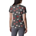 thumbnail image 3 of Scrubs Petite Women,Plus Size Women's V-Neck Valentine's Day Print Short-Sleeve Pocket Side-Slit Scrub Tops - Pink - XXXL, 3 of 5