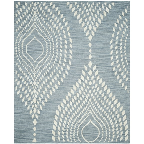 SAFAVIEH Bella Elisie Abstract Floral Leaf Wool Area Rug, Blue/Ivory, 5' x 8'