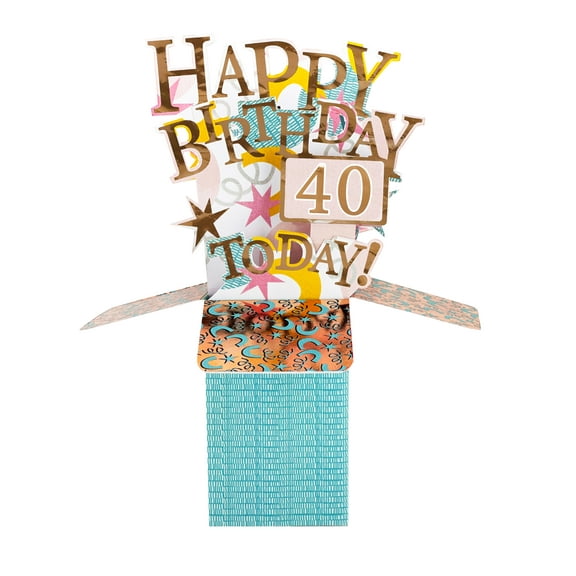 Clever Cube Pop Up Card - 40th - Happy Birthday