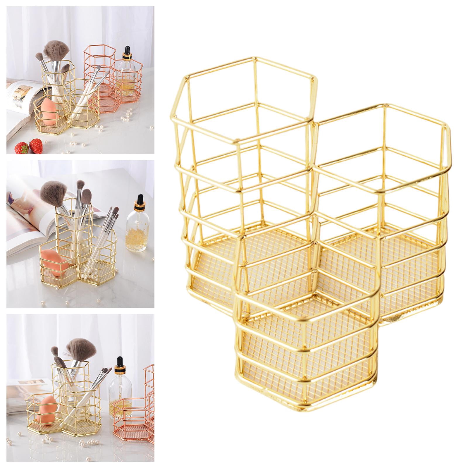 Stainless Steel Desk Organizer Supplies Accessories Compartments Container Brush