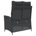 thumbnail image 3 of vidaXL Reclining Garden Bench with Cushions Black Poly Rattan, 3 of 5
