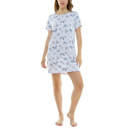 Roudelain Women's Printed Short-Sleeve Sleepshirt - Allie Butterflies, Size Small
