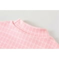 thumbnail image 6 of OSOLU Girls T-Shirt Turtleneck Long Sleeve Thin Horizontal Striped All Over Print Soft Layering Tops Pink, 6 of 9