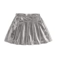 thumbnail image 3 of Girls Metallic Skater Skirt Sparkly Shiny Flared Pleated Mini Skirts High Waist A-Line Athletic Skort, 3 of 6