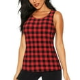 thumbnail image 2 of Picia Buffalo Plaid Red Black Pattern Women's Workout Tank Top,Breathable Activewear,Slim Fit Athletic Top,Versatile Workout Moisture-wicking top-, 2 of 9