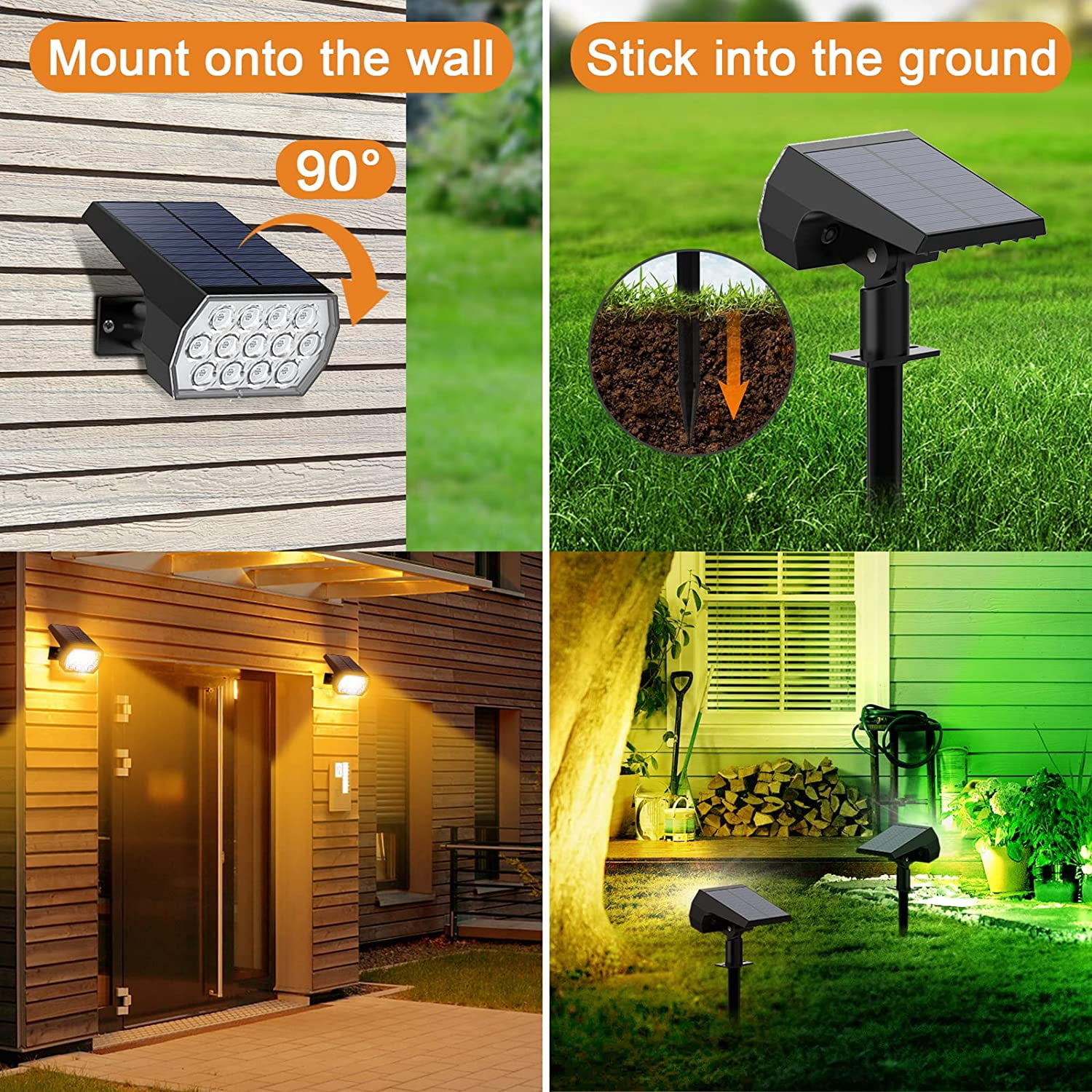 Flaow Solar Lights Outdoor,10 pack,IP65 Waterproof RGB Color Changing, Landscape Spotlights,7 Modes, Dusk to Dawn for Garden, Yard, Patio, Driveway