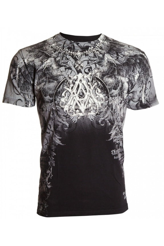 by AFFLICTION Men's T-Shirt FURANCE Skull Wings MMA Biker