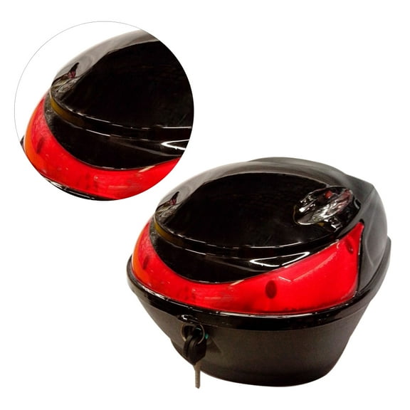 12'' inch Motorcycle Universal Box Large Capacity Tail Luggage Storage Trunk Carrier for Motorbike Moped Scooter Back Rear Travel Trunk-Black