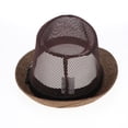 thumbnail image 3 of Sombrero fedora de paja Panamá de ala corta para playa para hombre café, 3 of 8