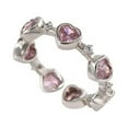 thumbnail image 2 of Anvazise Women Ring Pink Rhinestone Geometric Faux Crystal Adjustable Smooth Dress Up Fashion Item Love Heart Open Ring Jewelry Accessory Silver, 2 of 13