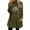thumbnail image 2 of lcziwo Womens Fuzzy Fleece Sweatshirt Cute Heart Graphic Long Sleeve Crewneck Sherpa Pullover Loose Comfy Loungewear Thermal Tops with Pockets Big Sales Today Army Green S, 2 of 6
