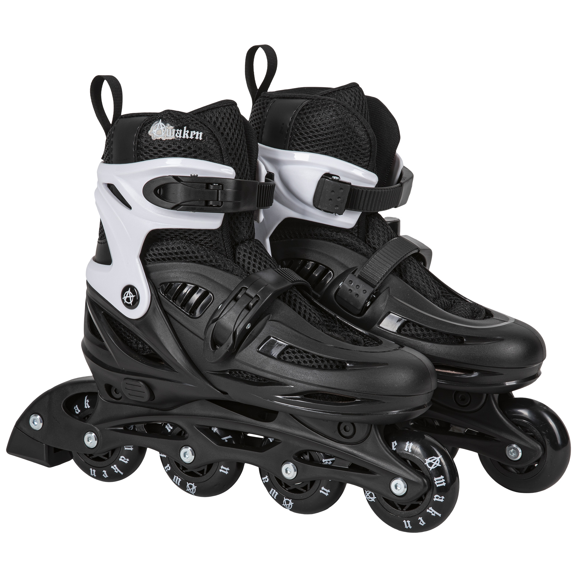Awaken Adjustable Size Inline Roller Skates Kids Youth Boys Girls Youth (Youth 13- Kids 3, Black)