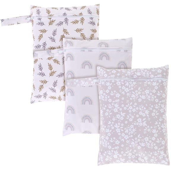 3Pcs Wet Bags with Zipper Closure Waterproof Wet Storage Bag Large Capacity Wet Dry Bag Reusable Wet Clothes Bag Portable Bathing Suit Bags for Swimsuits Baby Diapers Beach Pool
