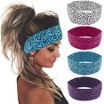 thumbnail image 1 of wonima11 Boho Yoga Headbands Leopard Print Hair Bands Stretchy Head Wraps Elastic Hair Accessories for Women (Pack of 4), 1 of 1