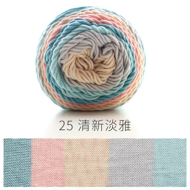 Xiao Hua Hilo para crochet, hilo degradado Cake de 100 g (3,52 oz) 193 m (211 yardas), hilo ombré súper suave, hilo de algodón arcoíris Cake para hacer manualidades coloridas, H