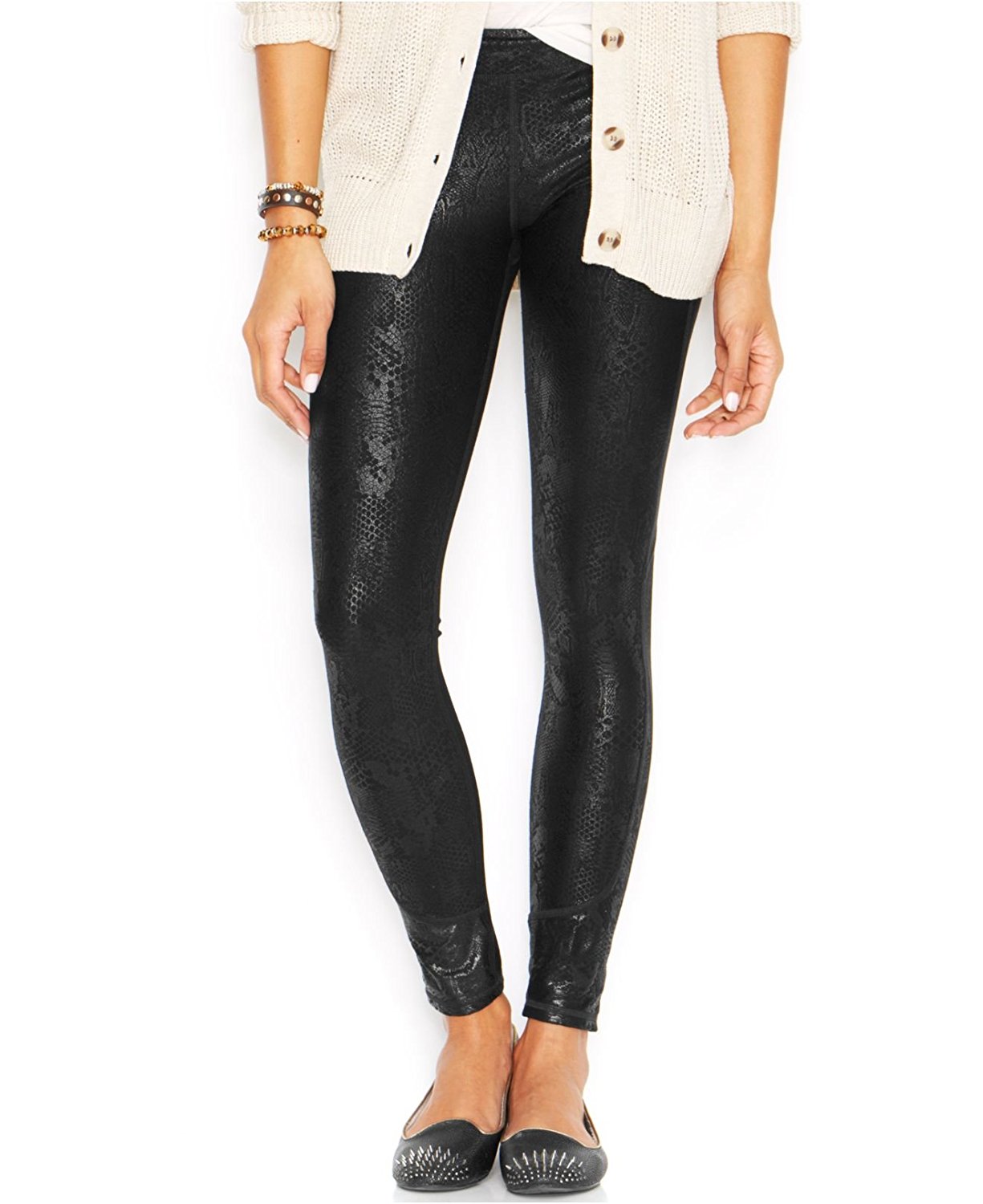 Fashion No Nonsense Cotton Capri Leggings Python Snake Skin Pattern  DA8304724